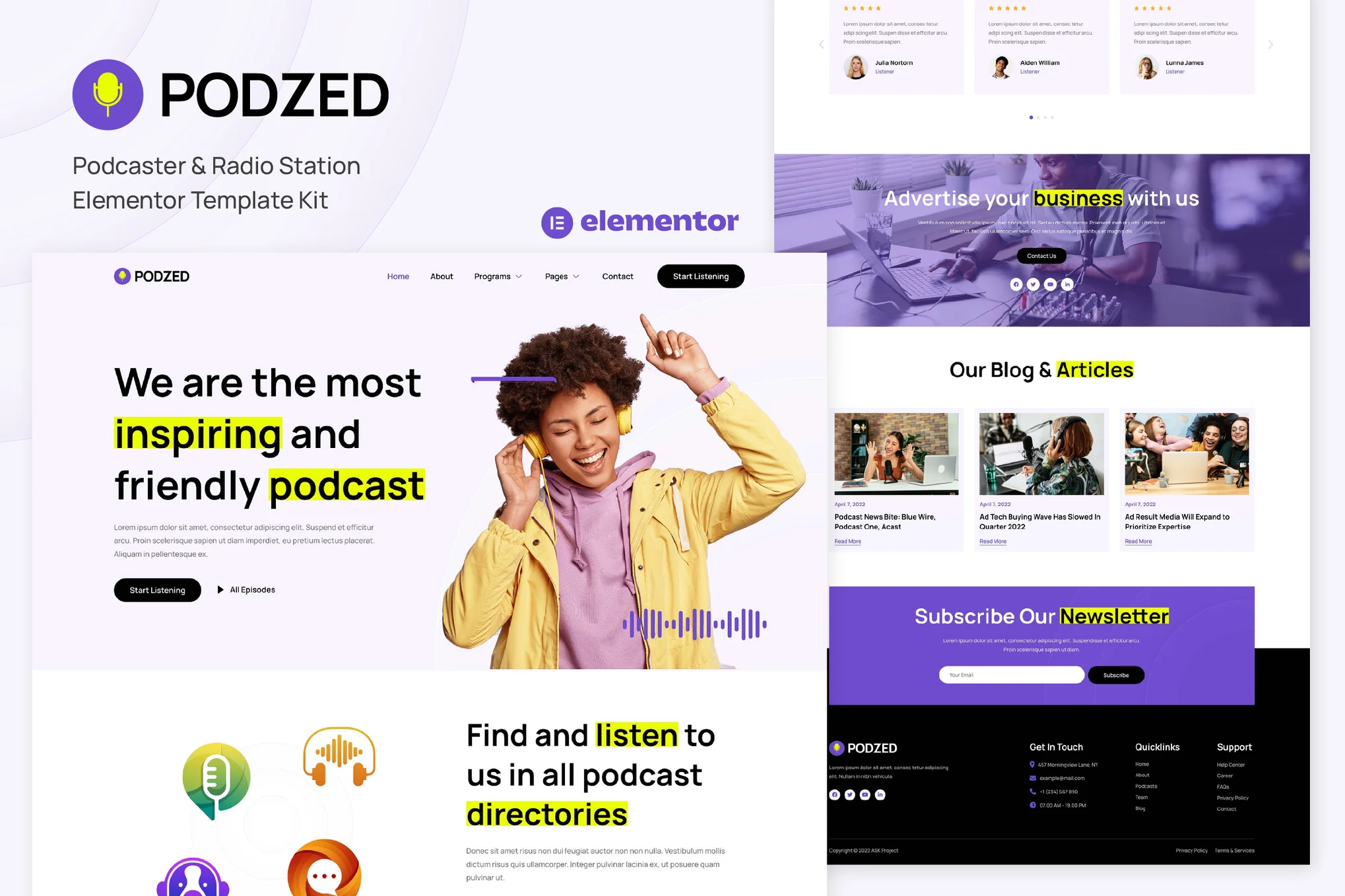 Podcaster & Radio Station Elementor Template Kit